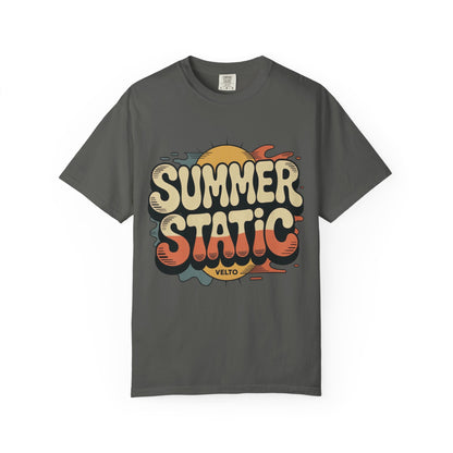 Summer Static T-Shirt — Retro Sunset Graphic Tee