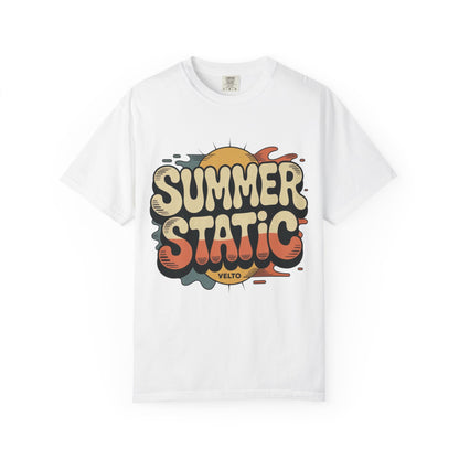 Summer Static T-Shirt — Retro Sunset Graphic Tee