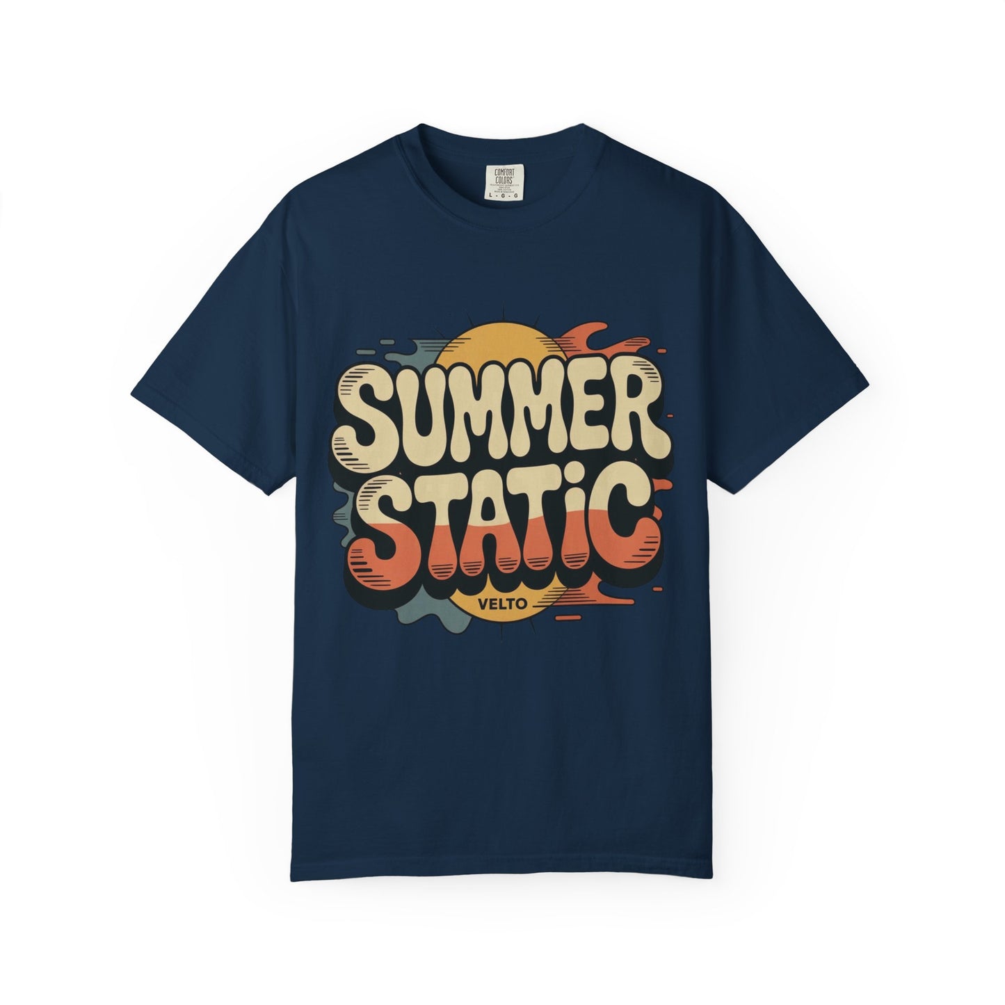 Summer Static T-Shirt — Retro Sunset Graphic Tee