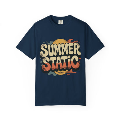 Summer Static T-Shirt — Retro Sunset Graphic Tee
