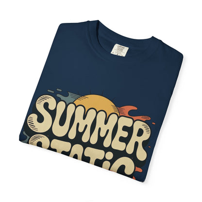 Summer Static T-Shirt — Retro Sunset Graphic Tee