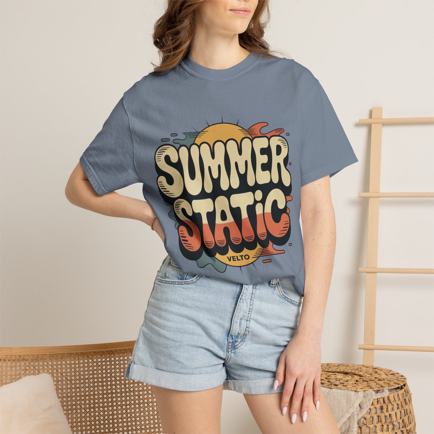 Summer Static T-Shirt — Retro Sunset Graphic Tee