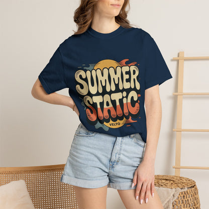 Summer Static T-Shirt — Retro Sunset Graphic Tee