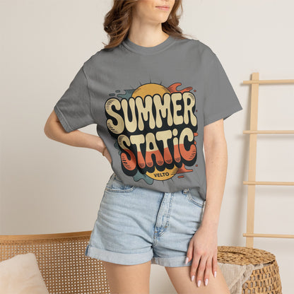 Summer Static T-Shirt — Retro Sunset Graphic Tee