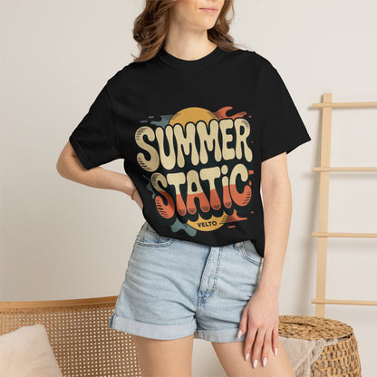 Summer Static T-Shirt — Retro Sunset Graphic Tee
