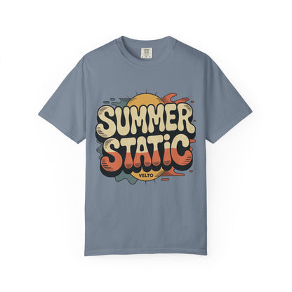 Summer Static T-Shirt — Retro Sunset Graphic Tee