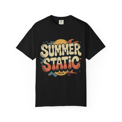 Summer Static T-Shirt — Retro Sunset Graphic Tee