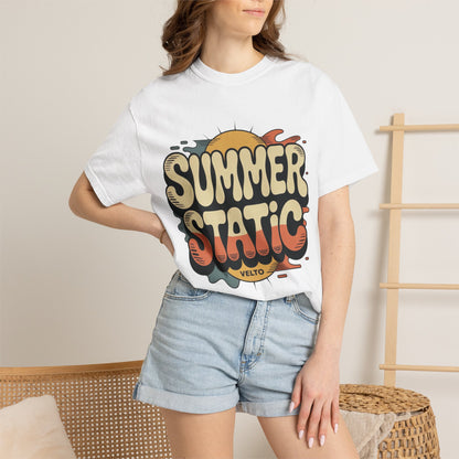 Summer Static T-Shirt — Retro Sunset Graphic Tee