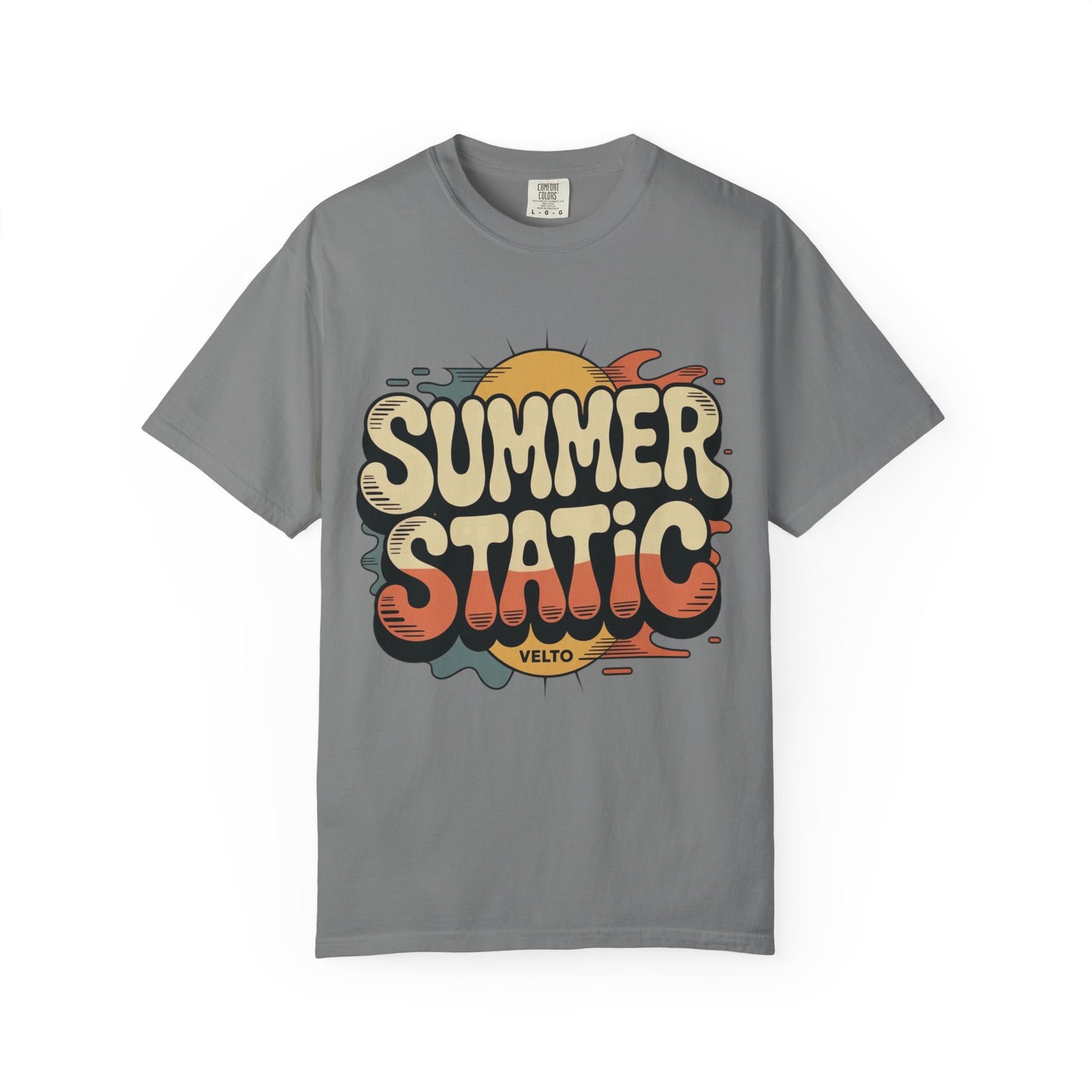 Summer Static T-Shirt — Retro Sunset Graphic Tee