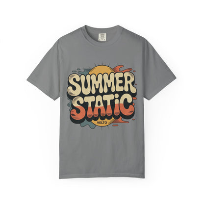 Summer Static T-Shirt — Retro Sunset Graphic Tee